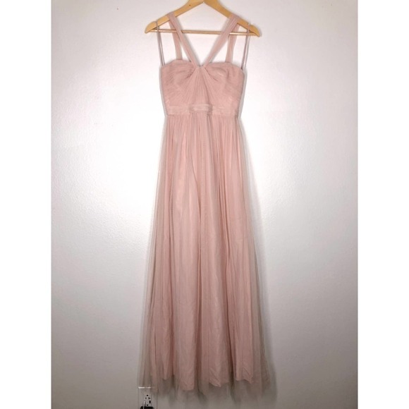 Amsale Aisha Gown Blush Halter Neckline Chiffon US 0 - Picture 7 of 12